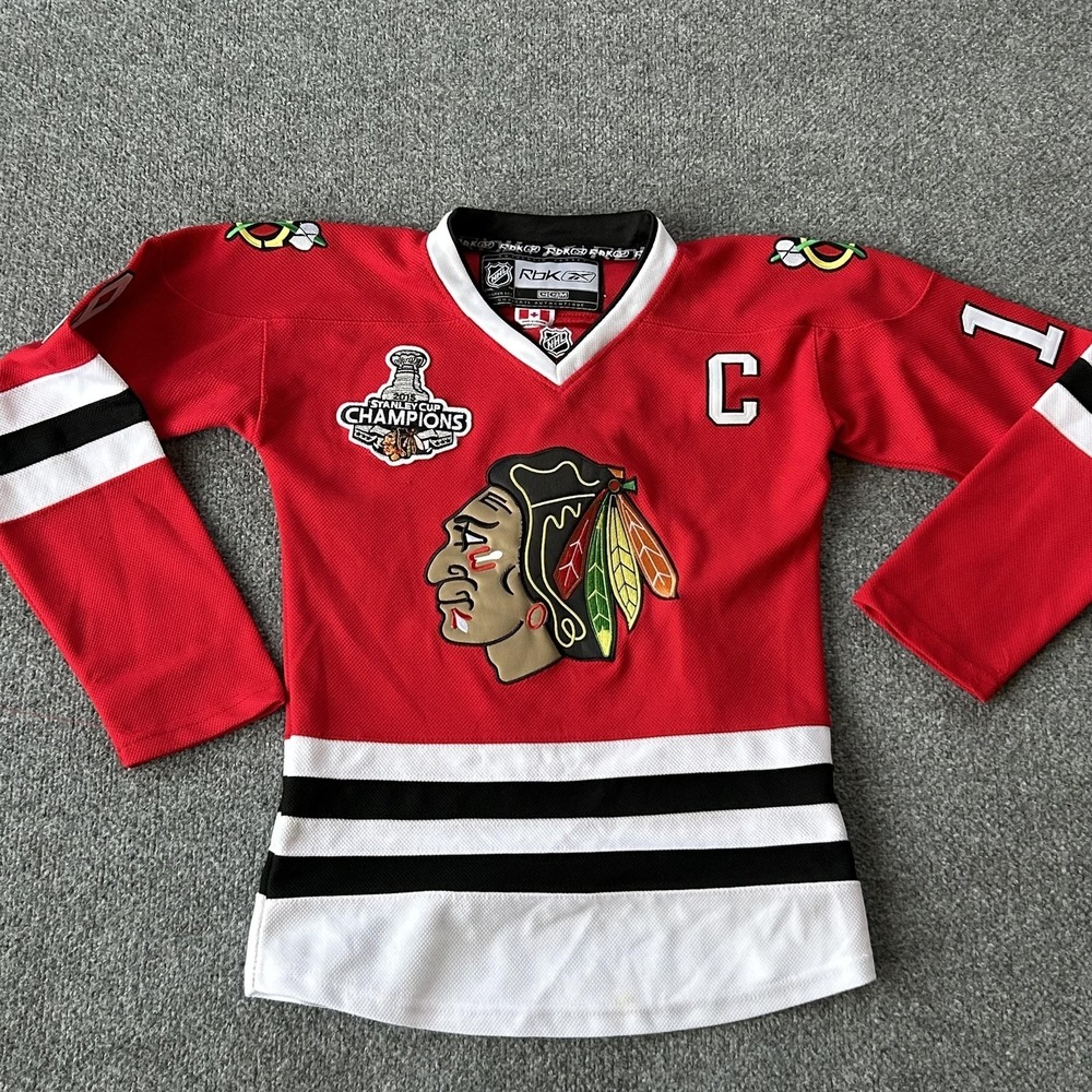 Chicago‎ Blackhawks Jersey Boys Small Red NHL Hockey Reebok Toews 19 Stanley Cup